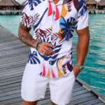 Conjunto de camisa y shorts con estampado tropical (N°1)